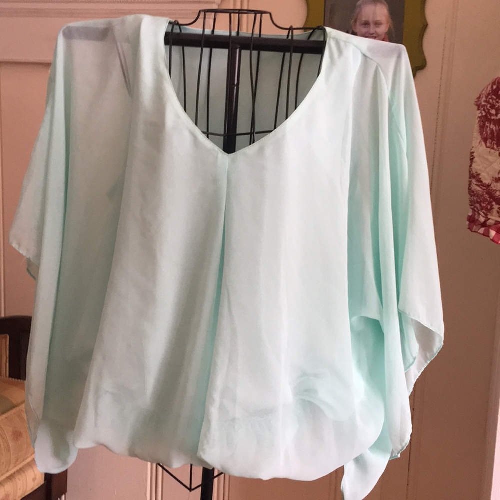 Coleen Lopez mint green chiffon top!